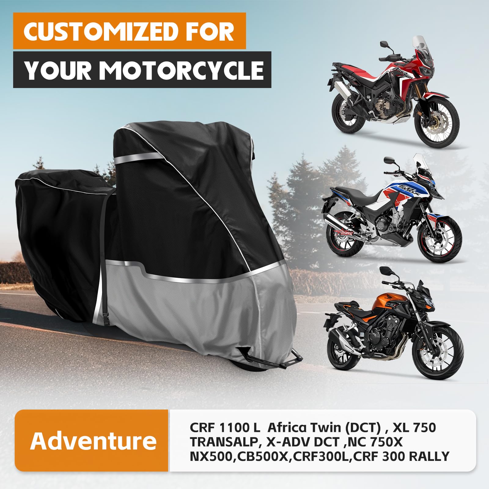 Copertura per moto da esterno impermeabile per Honda Adventure Model CRF1100L Africa Twin CB500X, tessuto Oxford 420D, copertura per moto, telo protettivo da neve, pioggia, polvere