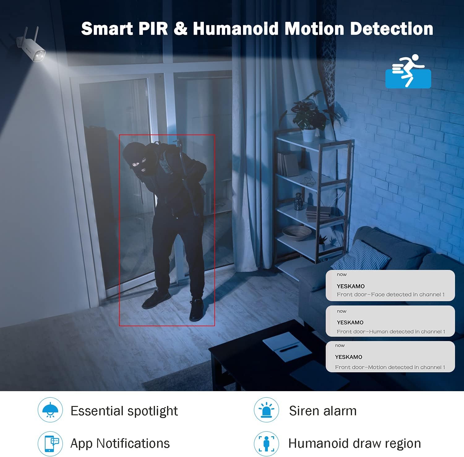 Buу 1 gеt 1 🔥 YESKAMO Spotlight Solar Security Camera Wireless Outdoor, 3MP HD Rechargeable Battery Powered WiFi IP Camera Color Night Vision, 2 Way Audio Video Camera for Home Security AI Human Detection Siren