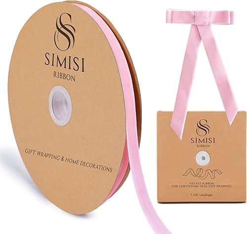 Miniatura 11 de Cinta de terciopelo rosa de 5/8 pulgadas, 25 yardas para árbol de Navidad, envoltura de regalos, ramo de flores, decoraciones de corona, fabricación