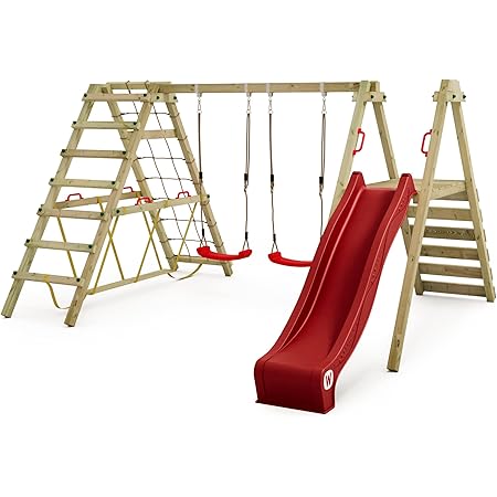 WICKEY Kinderschaukel Schaukelgestell Smart Shake mit Roter Rutsche und