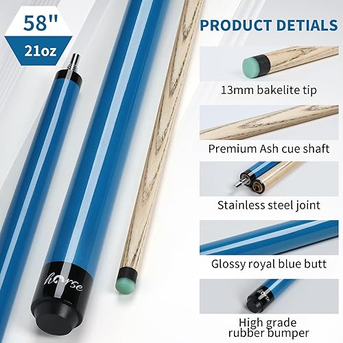 Miniatura 2 de Horse Break Taco de billar, palo de piscina de 21 onzas, 2 piezas de 57 pulgadas, palos de billar con punta de ruptura profesional de 0.512 in,