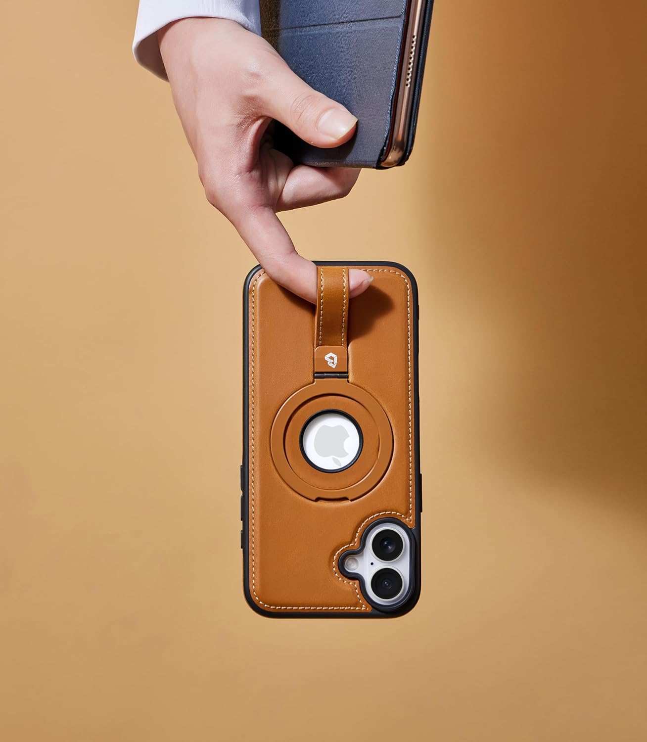 for iPhone 16 Plus Leather Case with Stand, Anti-Slip Grip Ring, Fits for MagSafe (Brown, IP16 Plus-6.7inch) - Image 5