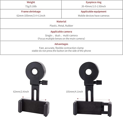 Miniatura 4 de LUXUN Adaptador universal de fotografía para teléfono celular, adaptador de teléfono inteligente, soporte de clip para teléfono inteligente, soporte