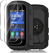 Silicone Case Compatible with Garmin Edge 850/550 Case + 2 Tempered Glass Screen Protectors, Soft Silicone Case All-Inclusive Shockproof Protection - Black