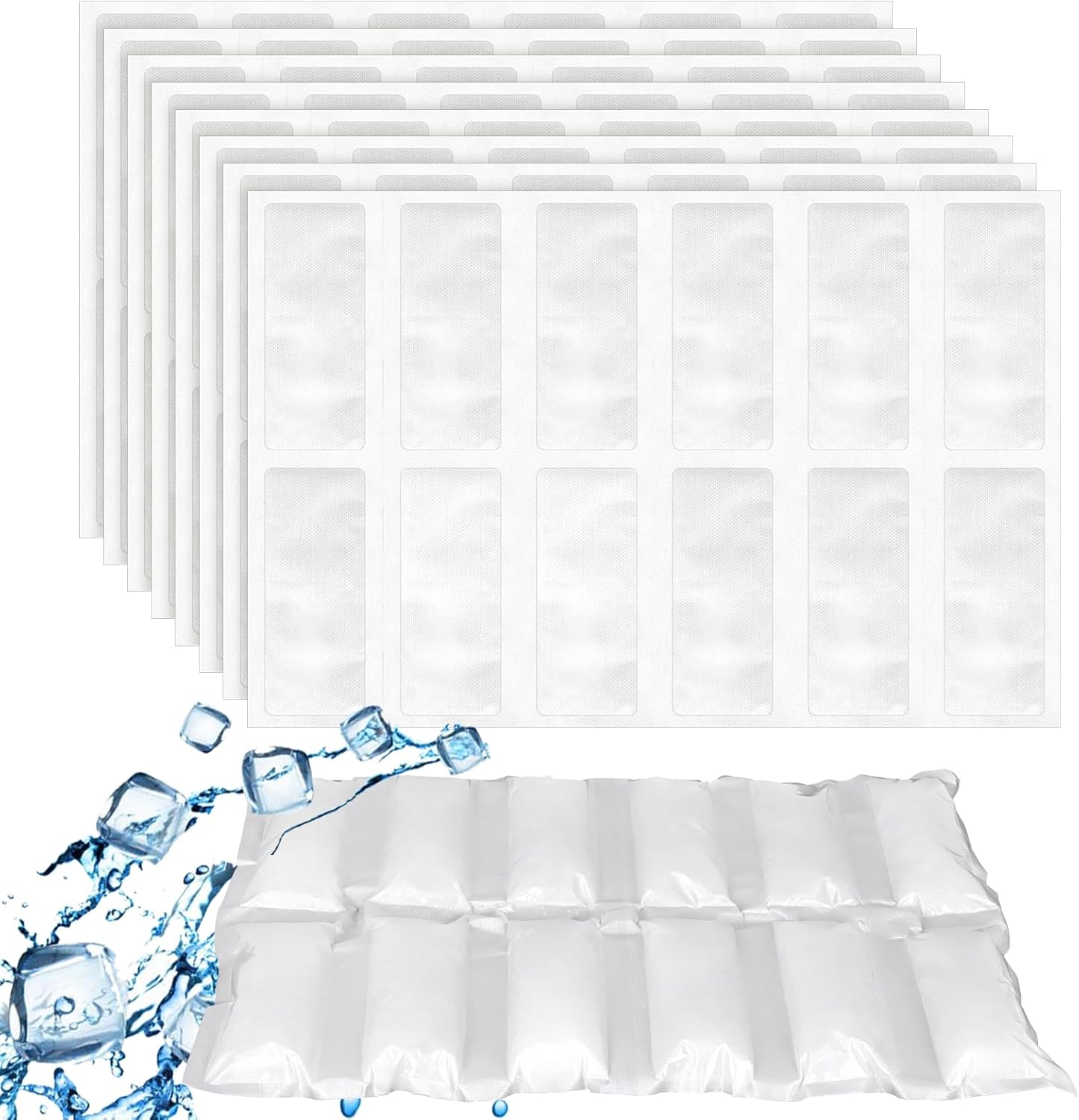 10Packs Ice Pack Sheets for Coolers, Self-Absorbing Ice Pack, Reusable Dry Ice Pack, Flexible Ice Pack Sheets, Lunch Bag Freezer Packs, Ice Mat Cube Sheets for Food Fresh and Beverages Cold