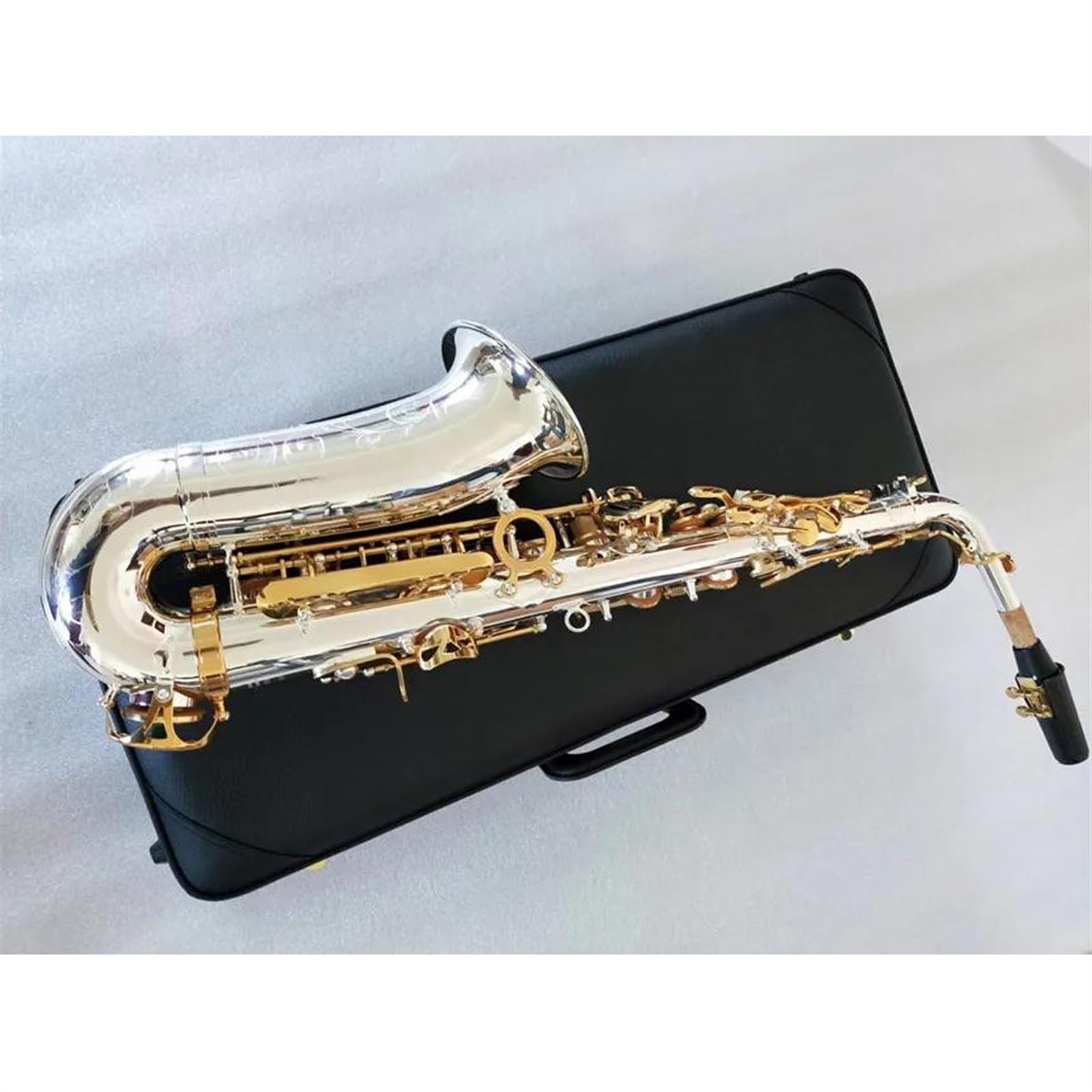 Saxofón Saxofón Alto Chapado En Plata Con Llave Dorada, Saxofón Profesional Con Estuche Para Boquilla