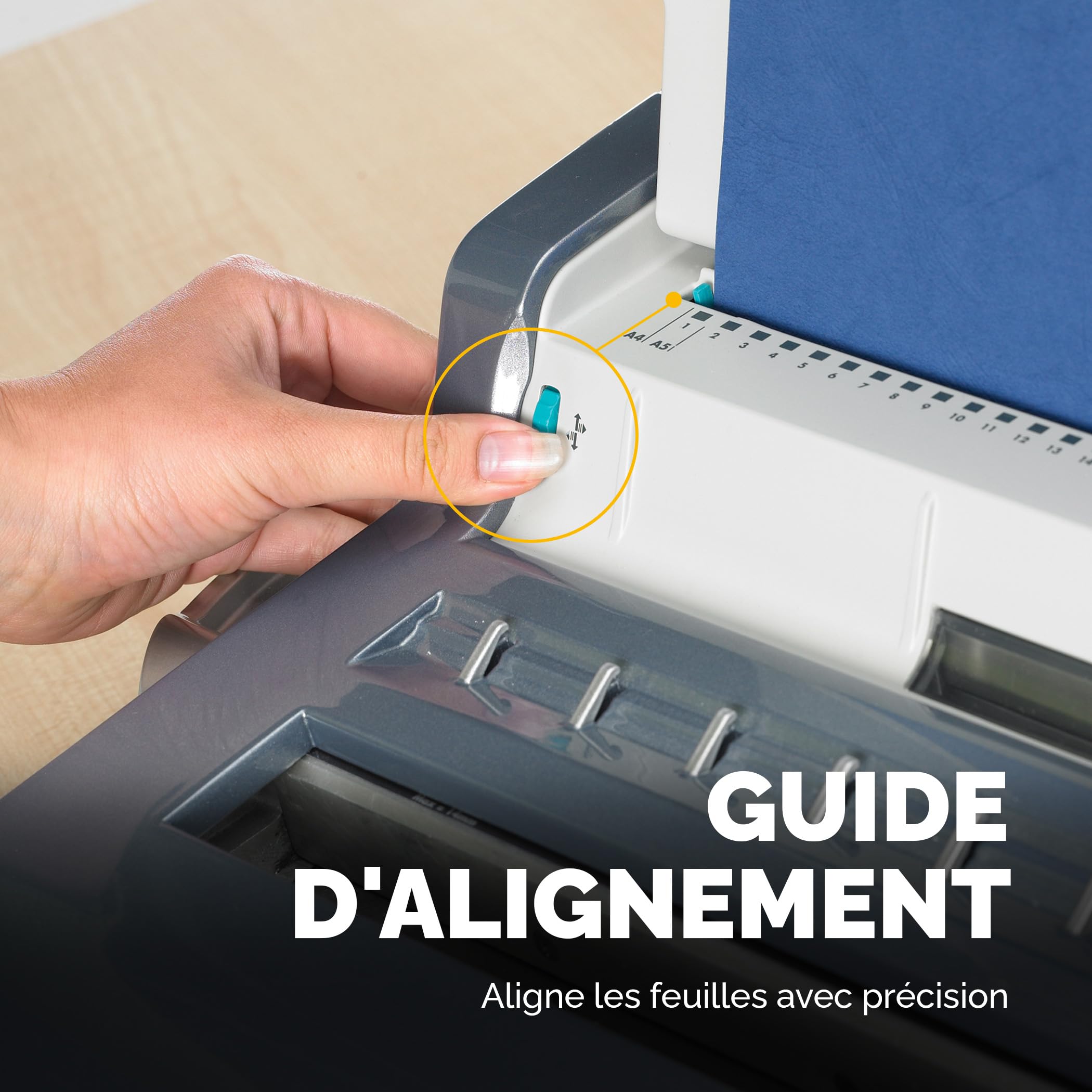 Fellowes Quasar+ Machine à relier 130 feuilles perforation manuelle anneaux métalliques Argent