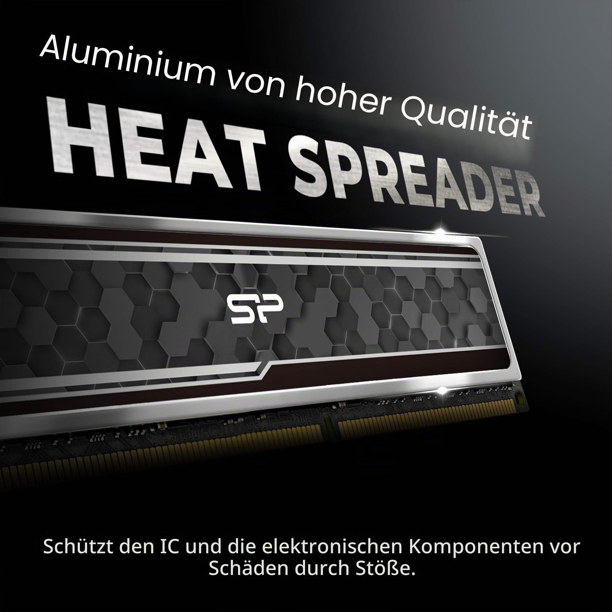 Silicon Power SP016GXLZU320BDAJ5 hochwertiger DDR4 RAM für Gaming, 16 GB (8 GB x 2), 3200 MHz (PC4 25600), CL 16, 1,35 V, Desktop-Arbeitsspeicher mit Kühlkörper, Grau (Camouflage Grey)