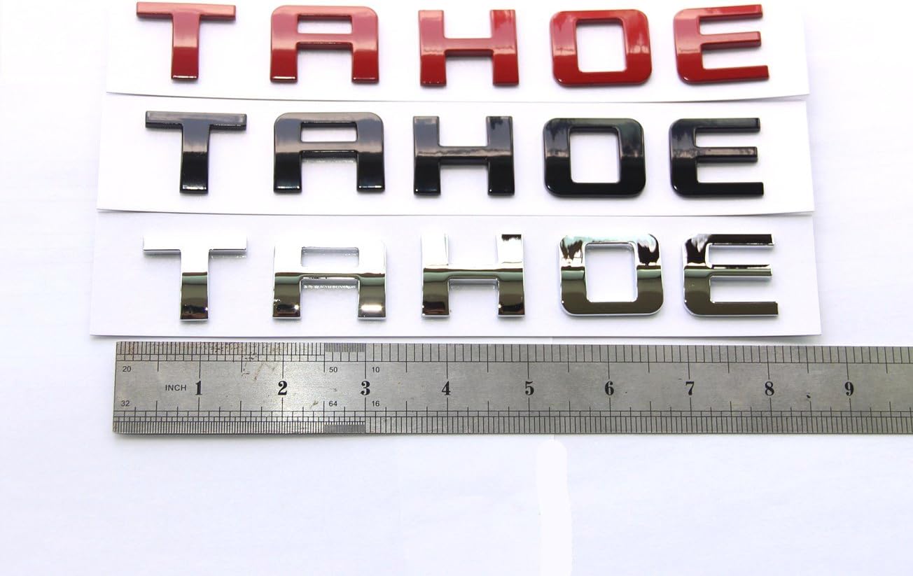 Yoaoo 3Pack OEM Chrome Tahoe Nameplate Emblems Badge 3D Letter Compatible with Tahoe Glossy Shiny