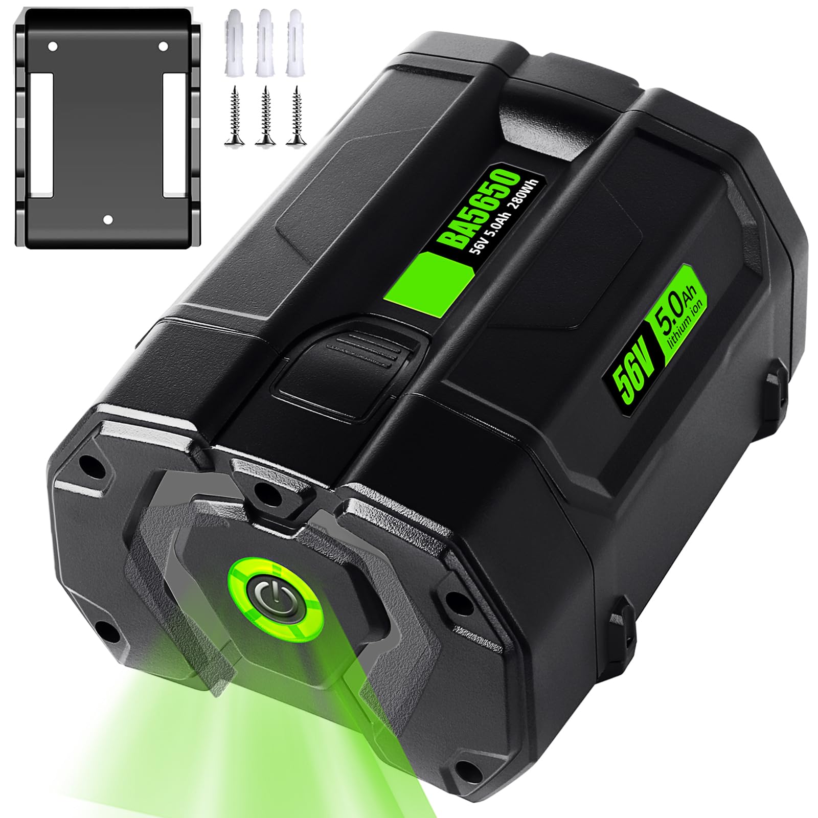 TenHutt ?Upgrade? 5.0Ah Replace Battery for EGO 56V Battery Power+ BA2800T Compatible with Snow Blower Trimmer Chainsaw...BA1400T, BA4200, BA2800 BA5600T BA2240 ?with Battery Holder ?