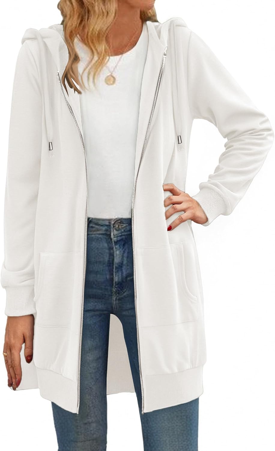 Zeagoo Women's Zip Up Hoodies Long Tunic Sweatshirts Oversized Fleece Casual Long Sleeve 2026 Fall Hoodie Jacket Coat - Image 2