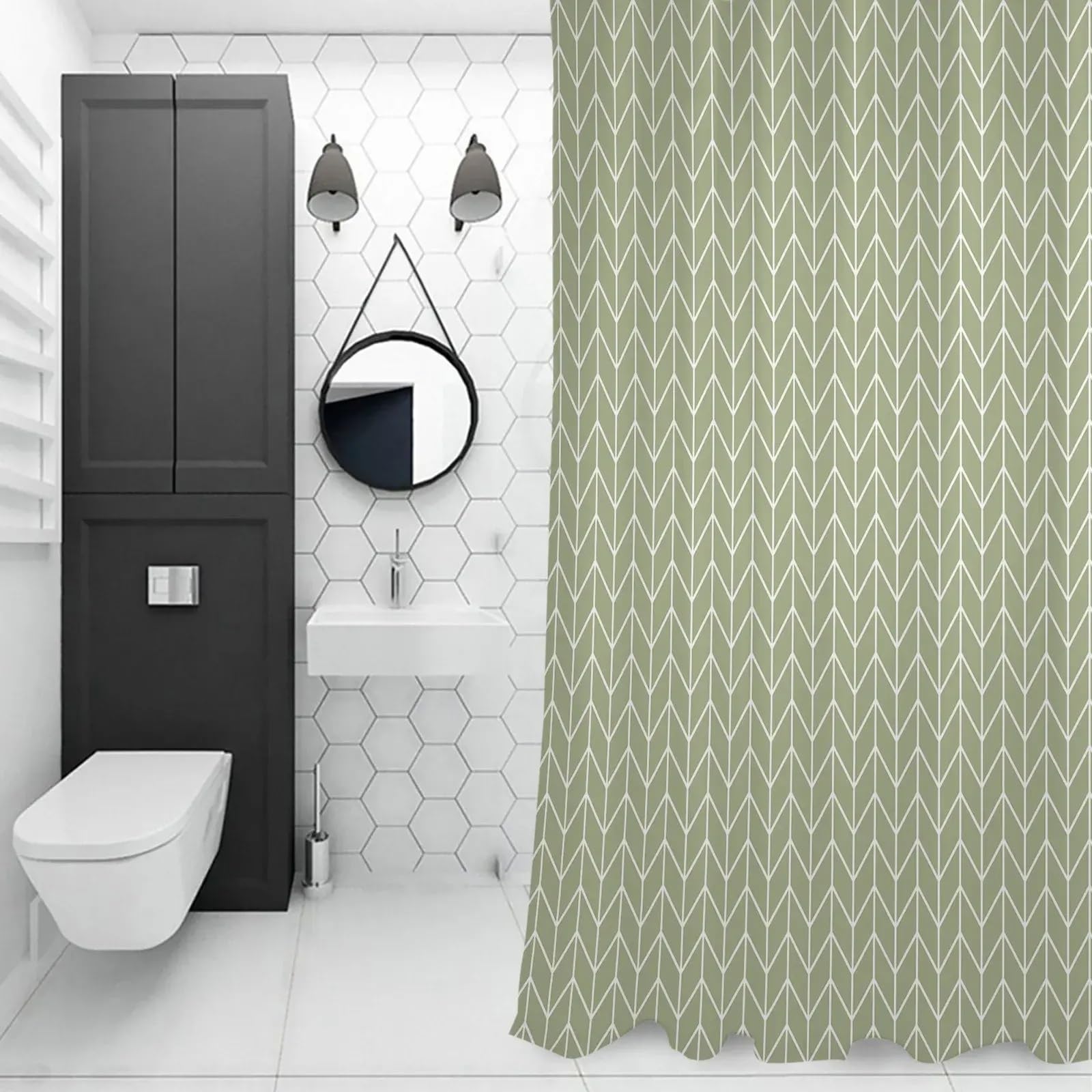 Cleafe - Tenda Doccia Vasca Impermeabile Antimuffa Verde 3d 180 X 220 Cm Giuntura 52134