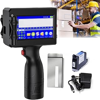 Portable Handheld Inkjet Printer 4.3 Inch LED Screen Quick Drying Ink Cartridge Hand held Printer for QR Code Date Logo Label Barcode Batch Number, Printing Height 0.08-0.5 Inch,HT01 (AT01)