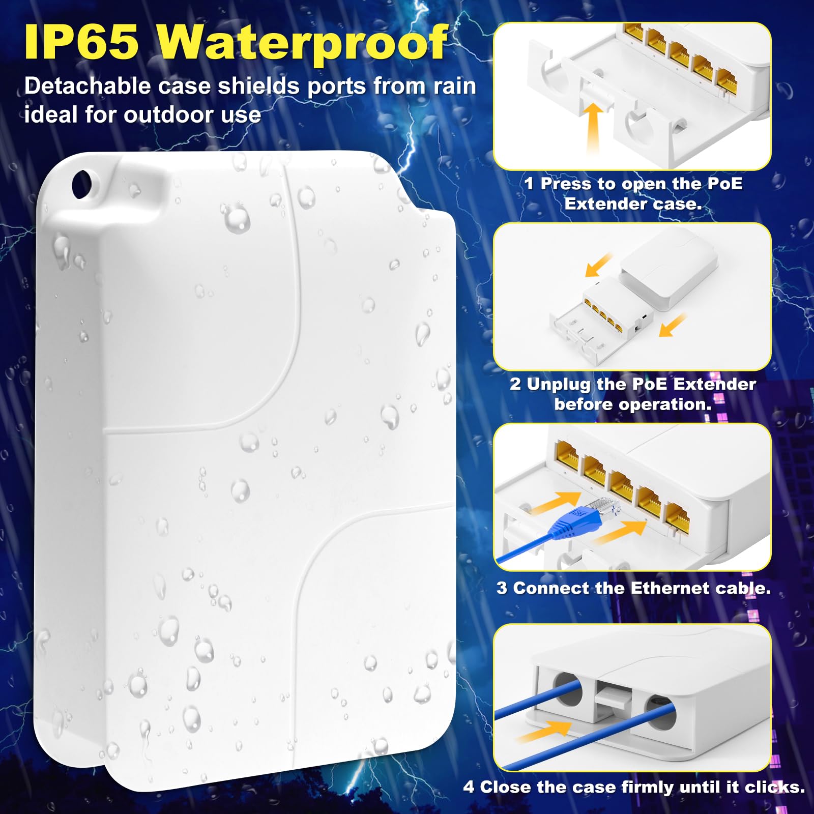 PoE Extender Gigabit, Ripetitore PoE a 5 porte, 1 in 4 Out, 90W in 60W Out, estende 100m, Vlan, IEEE802.3af/at/bt per telecamera IP, PoE Power AP, telefono IP, 10/100/1000Mbps, montaggio a parete