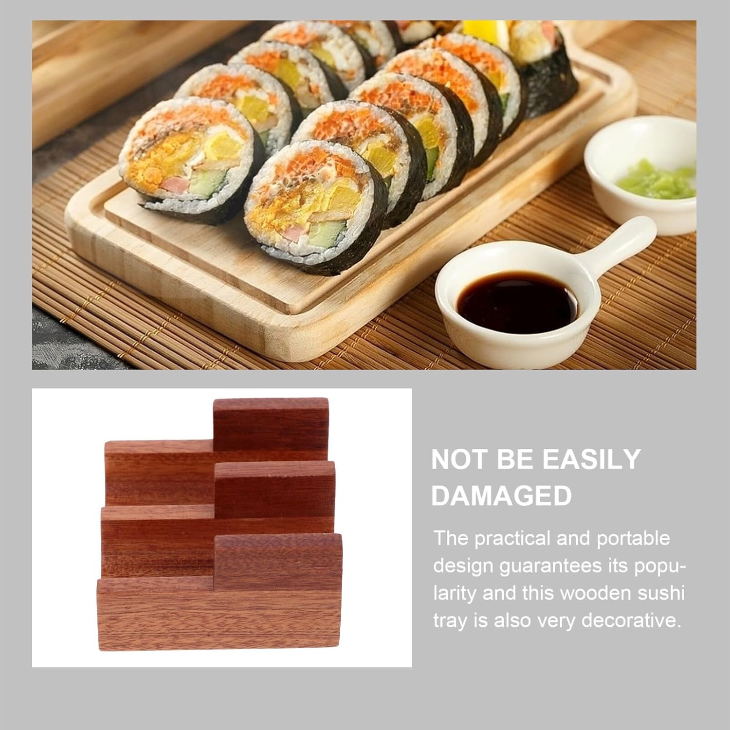 Wooden Sushi Taco Holder Sushi Hand Roll Stand Japanese U-Shaped Sashimi Serving Clog Plate Sushi Serving Platter Tray Tableware for Kitchen Restaurant/432 (Color : As Shown Size : 9.00X5.00X5.00CM)