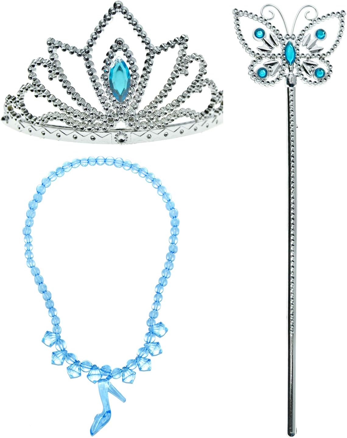 Princess Cinderella Costume for Girls Dress Up | Ideal for Birthday, Halloween Costume, Trick or Trea, Theme Party, Christmas, Role Play, with Crown Wand Necklace