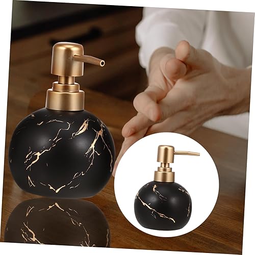 Miniatura 7 de STOBAZA 1pc Products Vanity Black Marble Elegante Champú Espuma Viaje Cerámica Dispensadores Ing Porcelana Encimera de Mano Botellas Plato Baño
