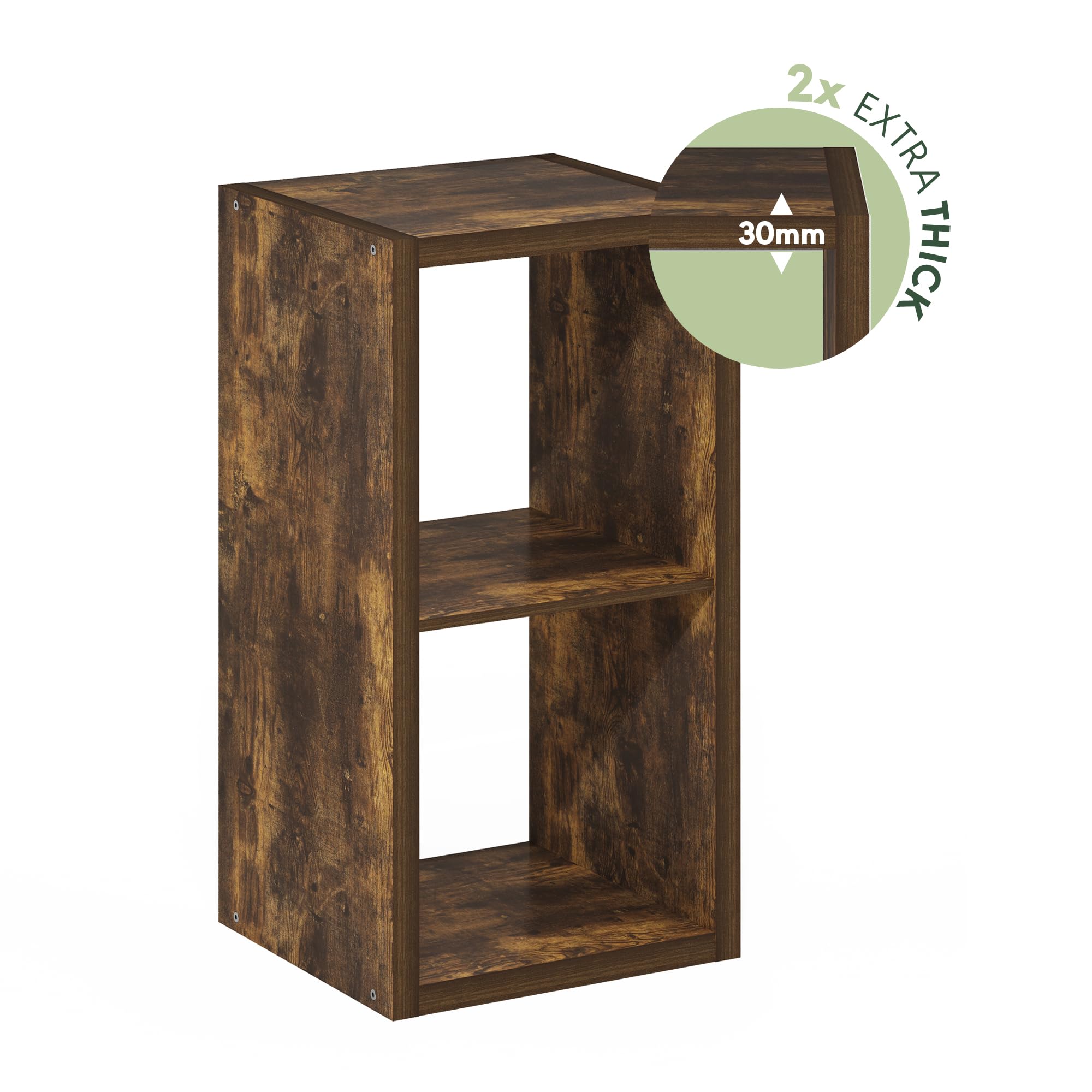Furinno CUBICLE Libreria 2 Cubi Struttura Spessa, Libreria Reversibile Orizzontalmente e Verticalmente con Schienale Aperto, per Soggiorno, Camera da Letto, Home Office, Pino Ambra