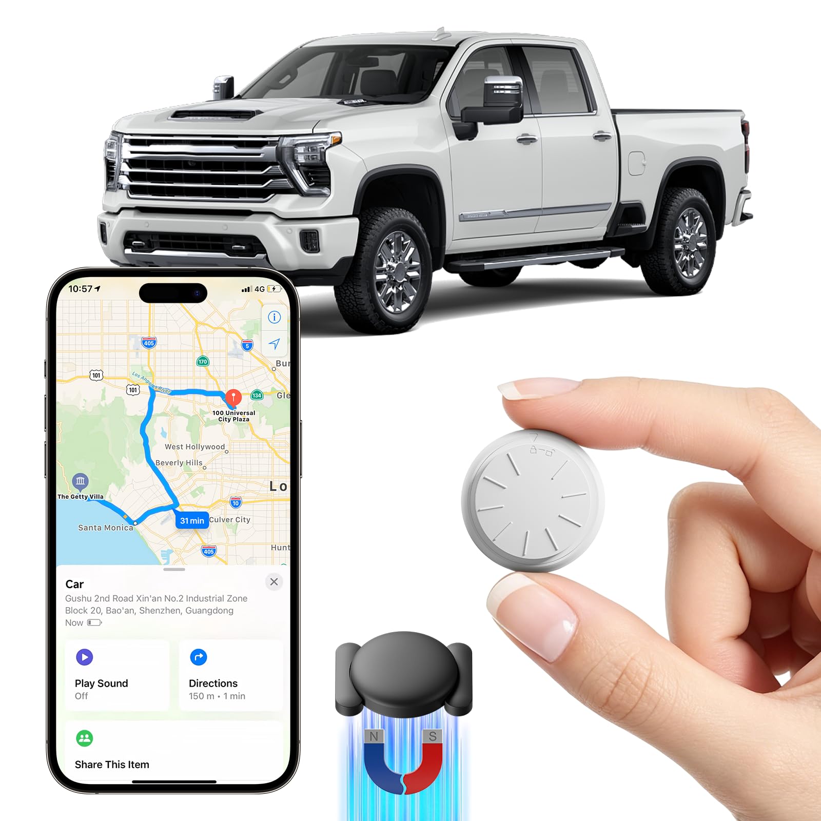 GPS Tracker for Vehicles, 1PCS Car GPS Tracker Portable, Real Time Magnetic GPS Tracking Device,Full Global Coverage Location Tracker for Kids,Dogs,Trucks/Person,No Subscription Required, Black