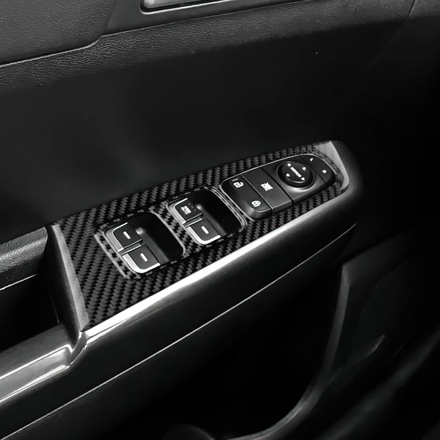 Real Carbon Fiber Window Switch Panel Trim Covers - for Kia Sportage 2017 2018 2019 2020 2021 Carbon Fiber Accessories, Durable Anti-Scratch Protective Accessories (Black)