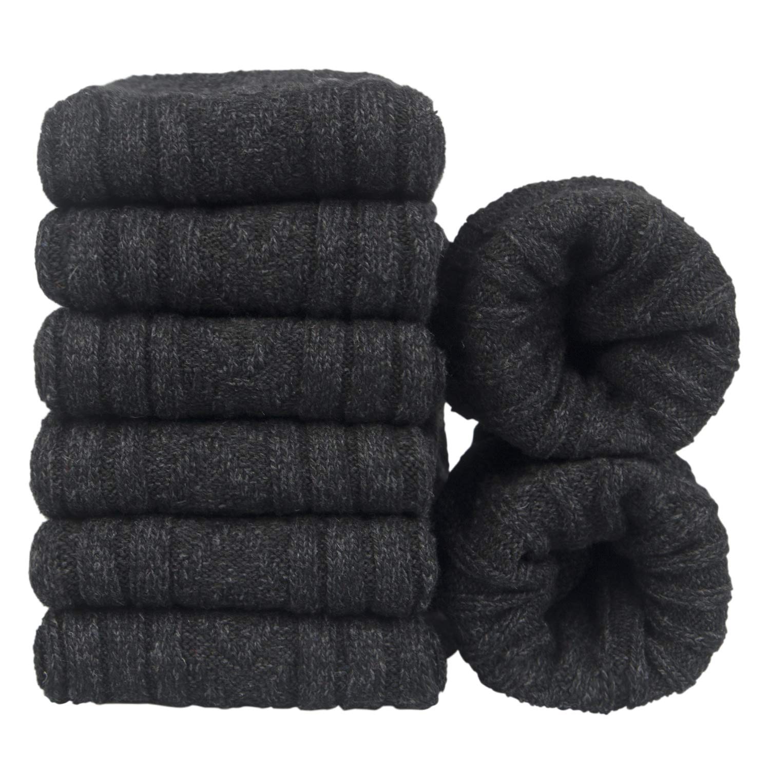 Ysense 6Paia Calze Merino Uomo Calzini Inverno in Lana Morbido Business Classico Grosso Termico Termiche e Lunghe Ideali per Escursioni, Trekking e Campeggio,Regalo per Uomo Donna