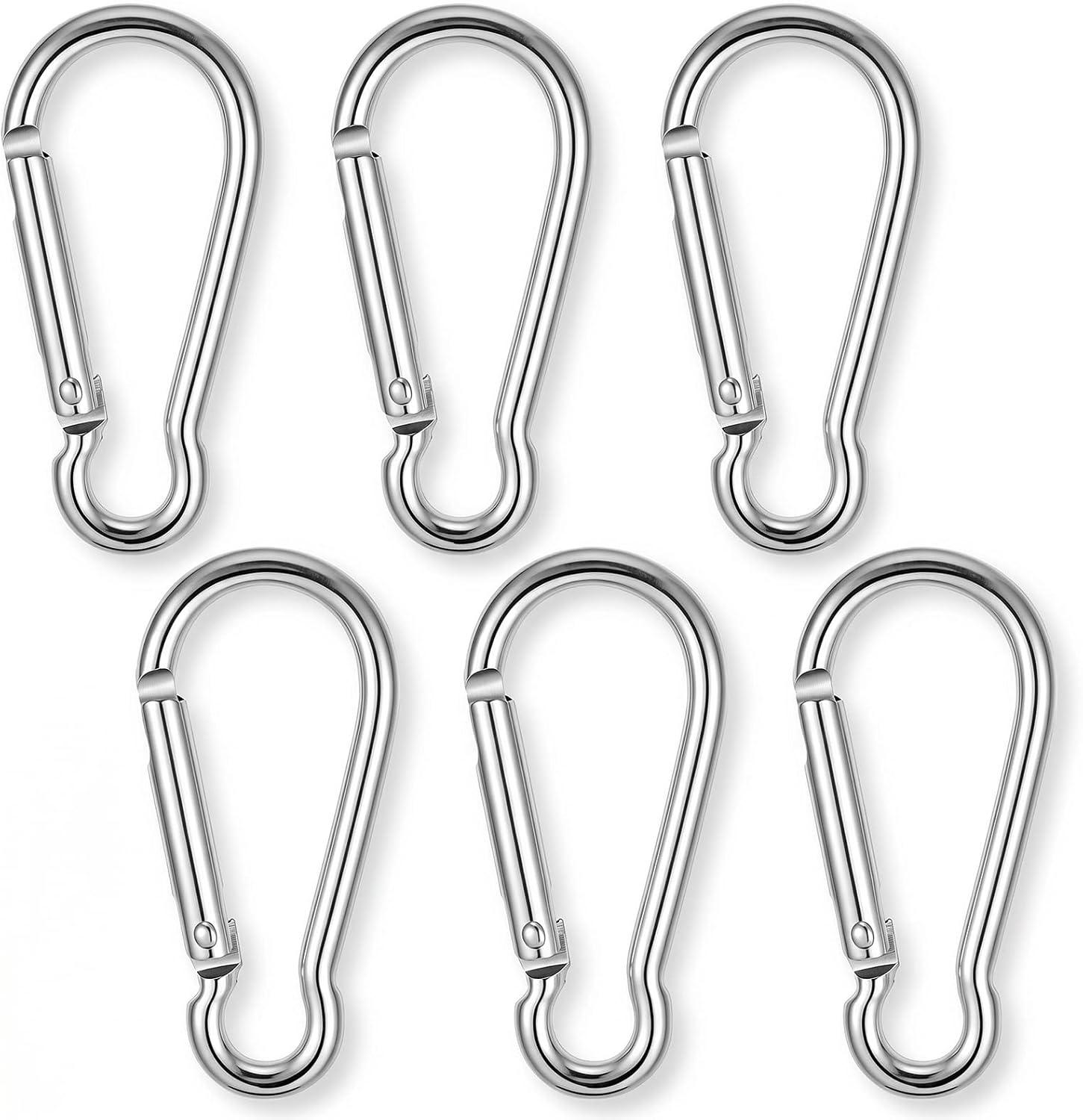 6PCS Small Flag Pole Ring Replacement Carabiner Clips Aluminum Alloy M4 Spring Snap Hooks Heavy Duty Clips for Grommeted Flags Flagpole Hardware Accessories Keys Swing Camping Fishing Hiking Traveling