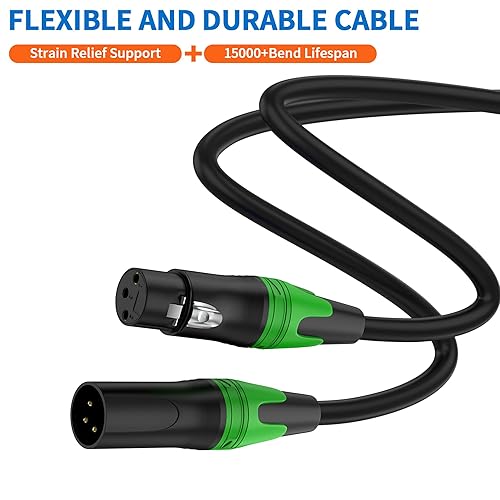 Miniatura 4 de LanSenSu Cables XLR, cable de micrófono XLR de 25 pies, paquete de 6 unidades, cable de altavoz XLR de 3 pines chapado en oro macho a hembra, cable