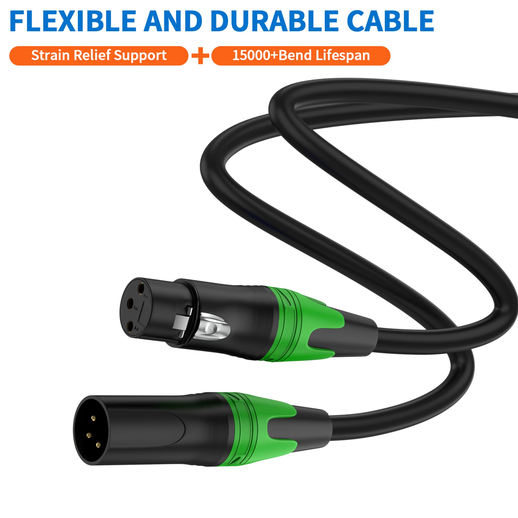 LanSenSu Lot de 6 câbles XLR de 25 m - Câble de haut-parleur XLR 3 broches plaqué or - Câble micro équilibré mâle vers femelle