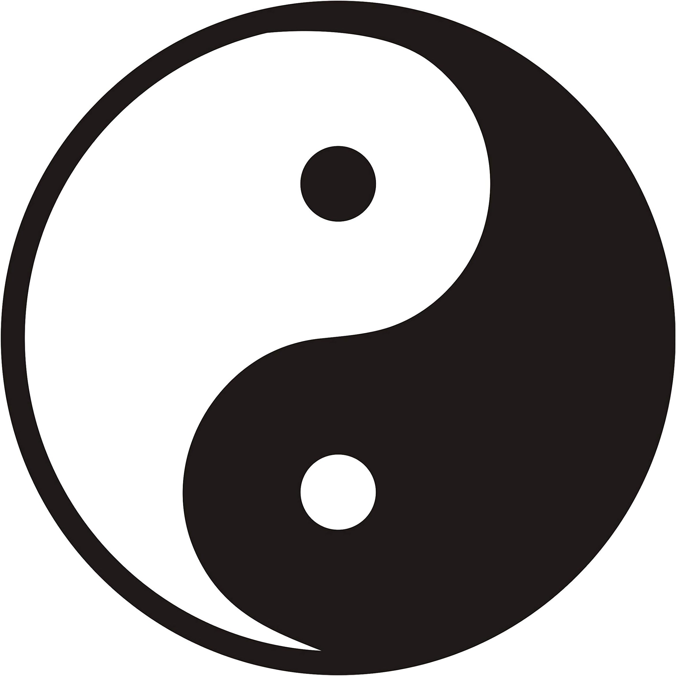 CUSHYSTORE 2X Yin Yang Chinese Tao Taoist Spiritual Black Decal Sticker Fengshui Trim (2.5")