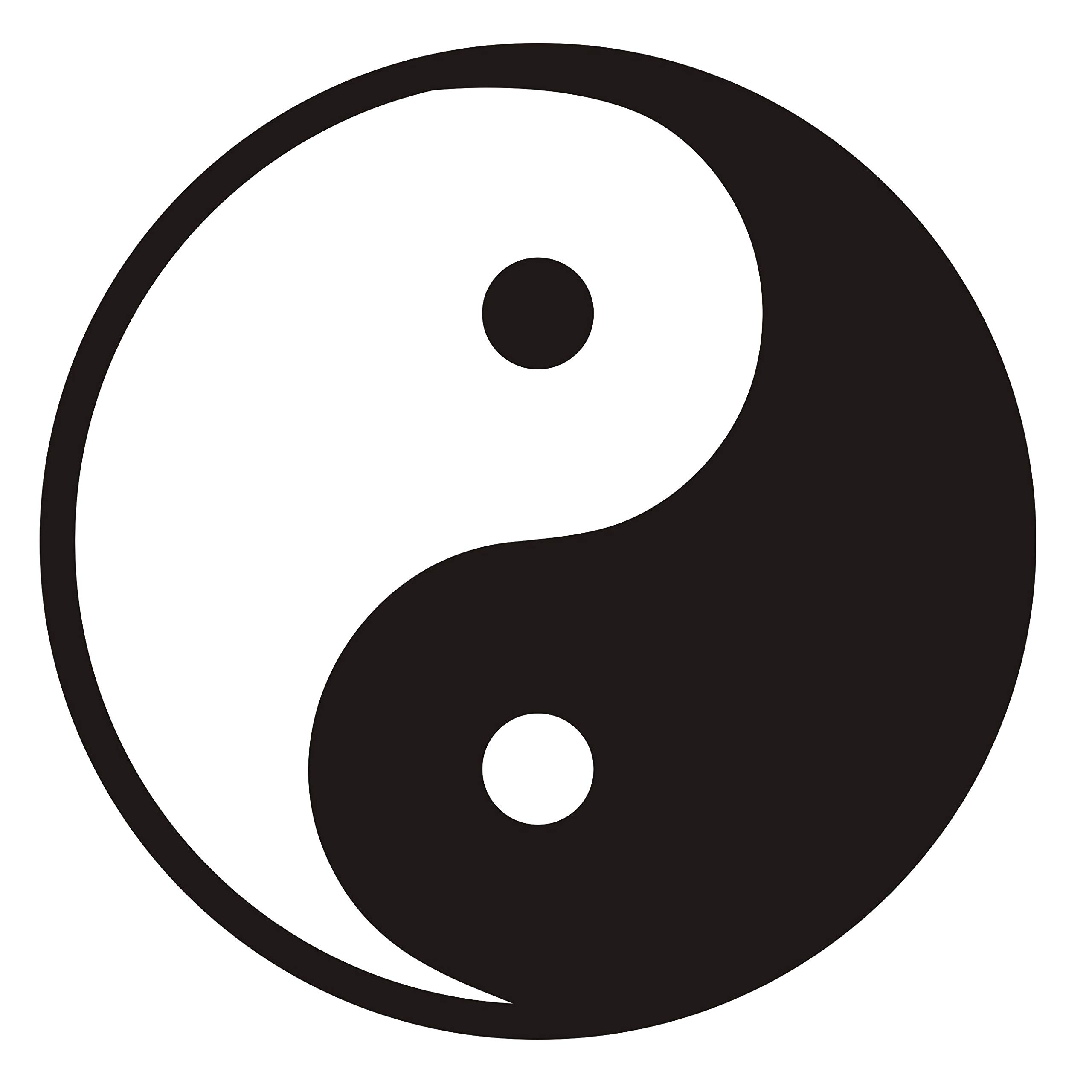 CUSHYSTORE 2X Yin Yang Chinese Tao Taoist Spiritual Black Decal Sticker Fengshui Trim (2.5")
