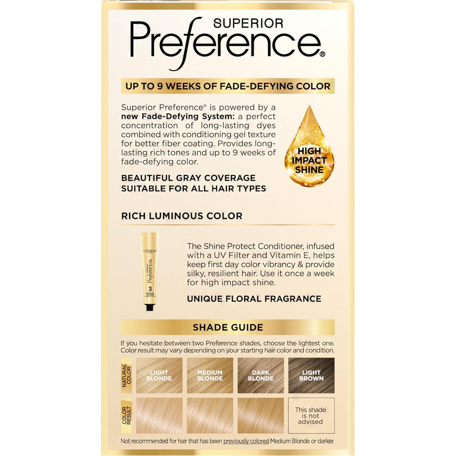 L’Oréal Paris Superior Preference Permanent Hair Color 9G Light Golden Blonde, Pack of 2