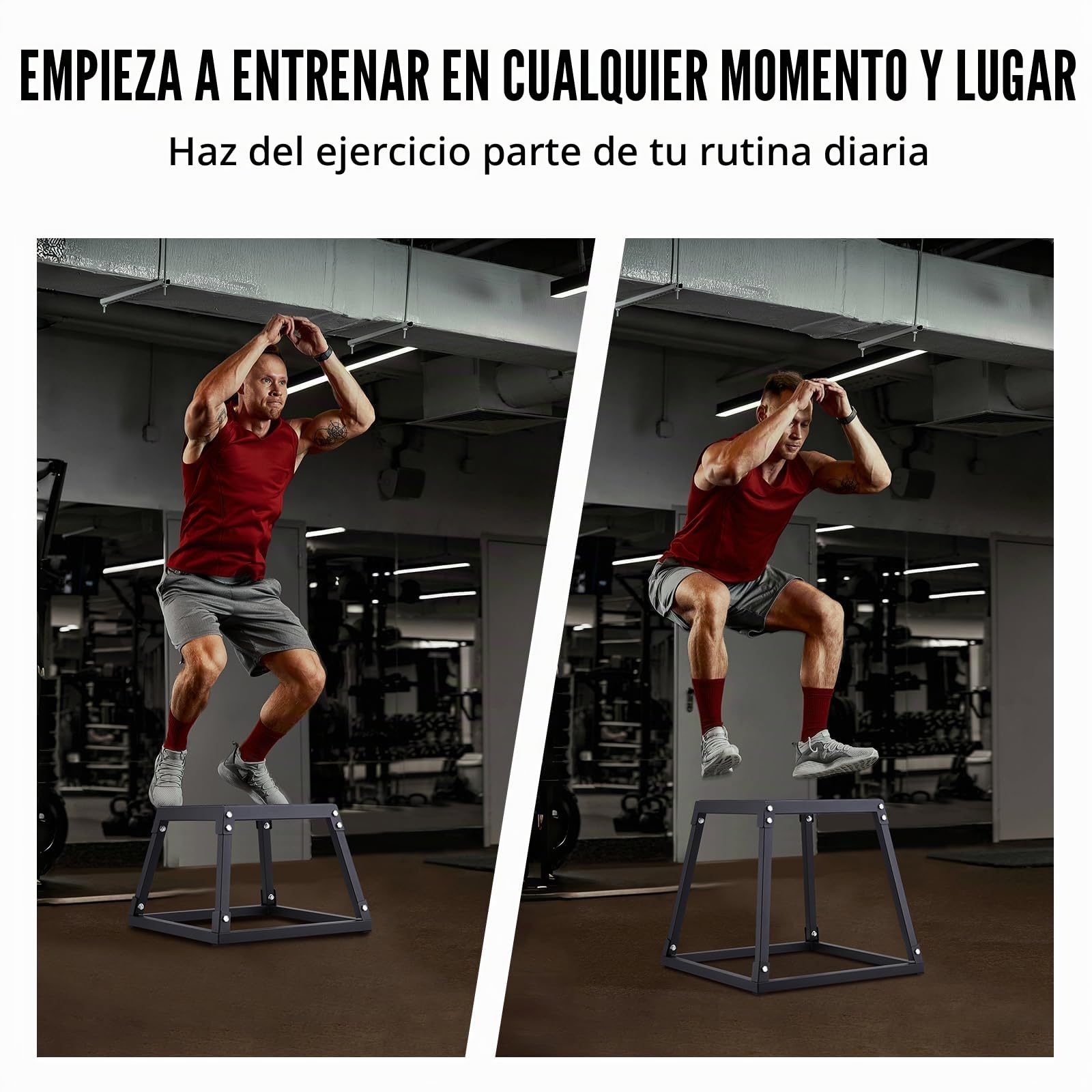 VEVOR Caja Pliométrica 458 mm Plataforma Pliométrica antideslizante Carga 227 kg Caja de Salto Culturismo Fitness Crossfit para Entrenamiento Pliométrico Flexiones Sentadillas Gimnasio Hogar, Negro