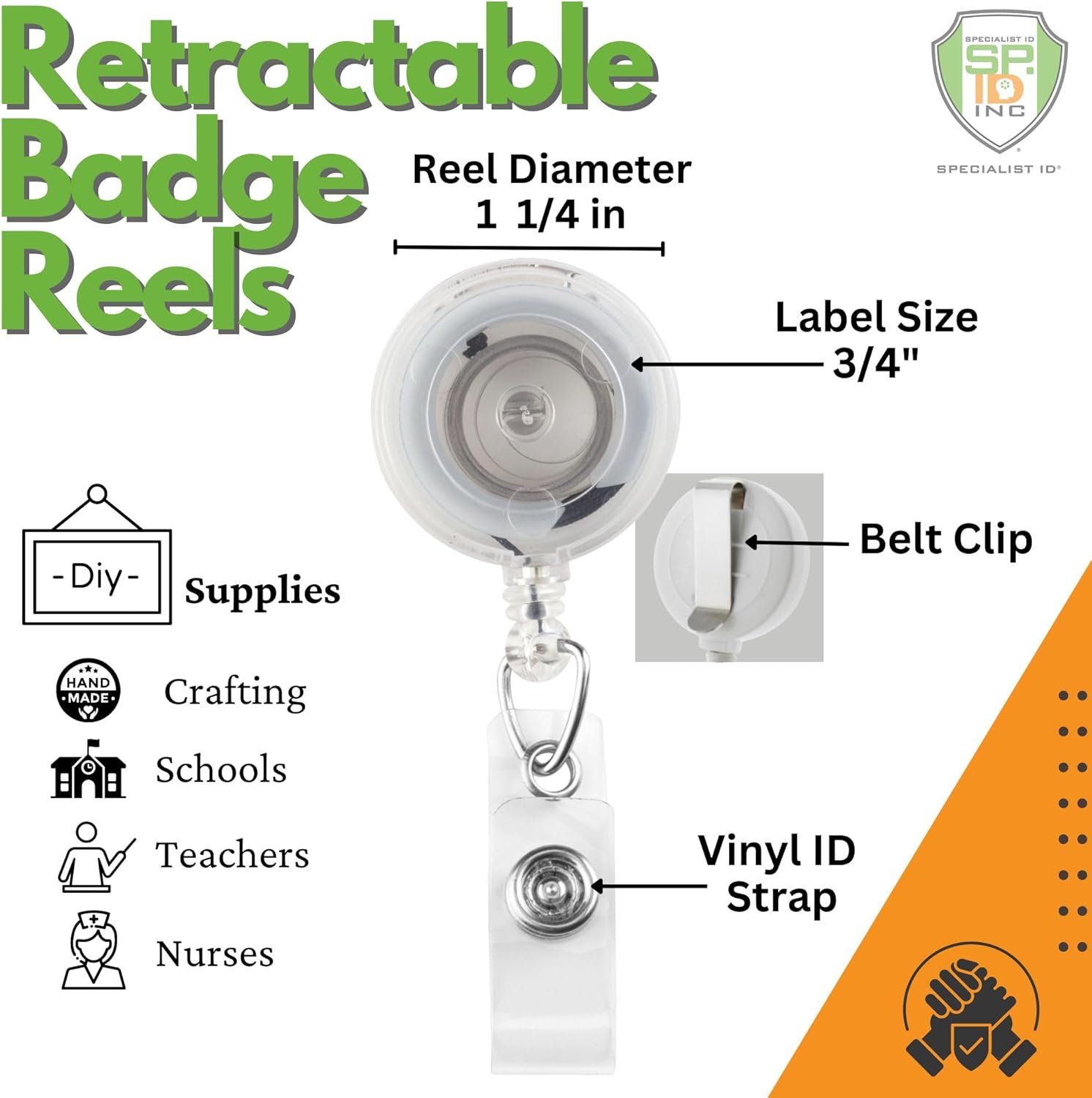 ( incomplete ) Bulk 25 Pack - Premium Retractable ID & Key-Card Badge Reels with Secure Metal Belt Clip and 34” Pull by Specialist ID 25 Pack Clear (Translucent)