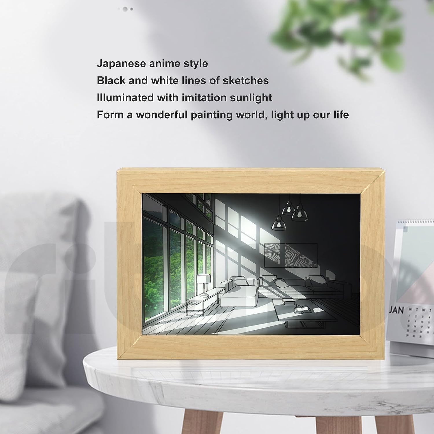 Ritmo Light Painting Frame - LED Art Frame with Shadow Art, USB Charging, Portable for Living Room, Bars (L, Sunny Day) 4