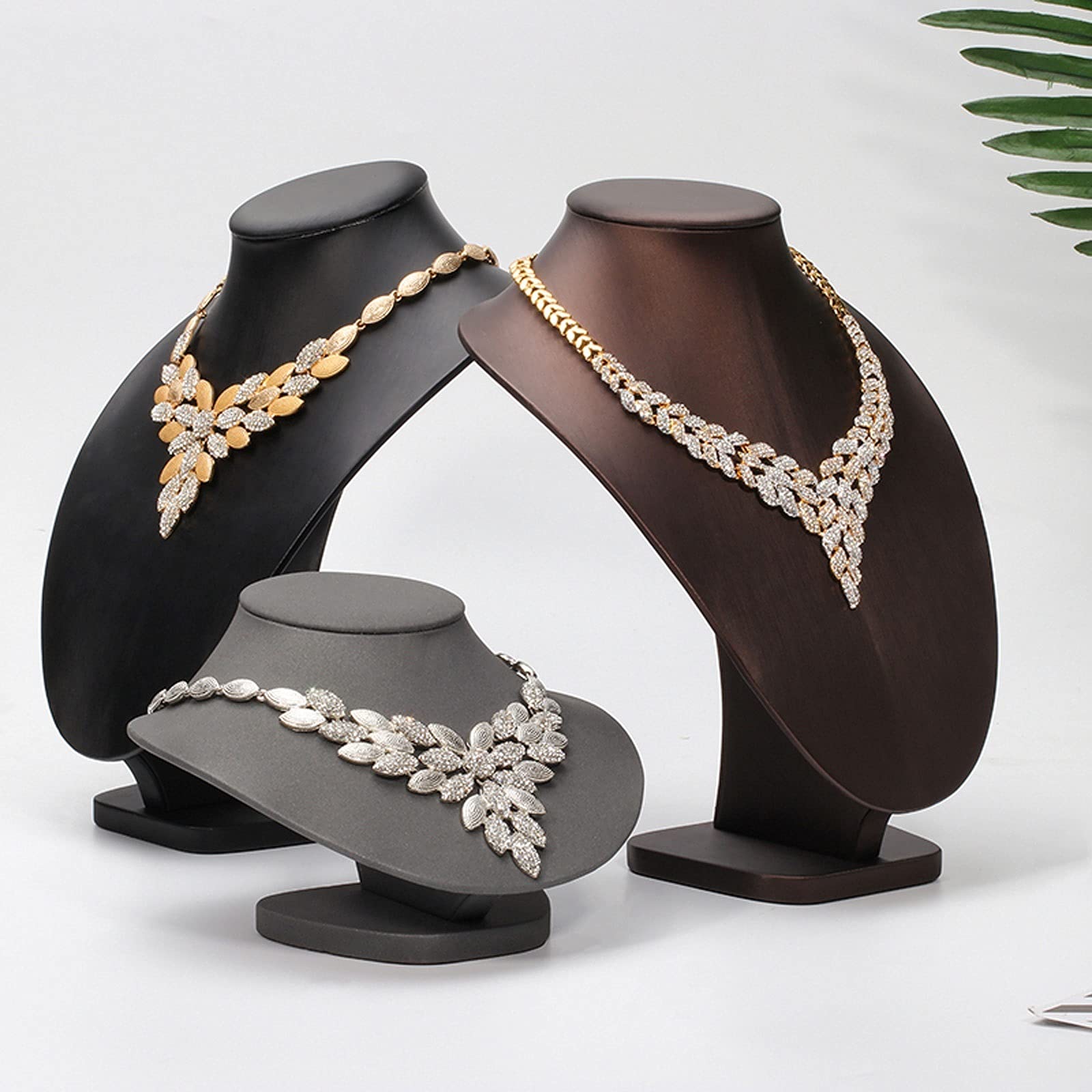 Expositor de collares, expositor de joyas Organizador de joyas, soporte for exhibición de joyas, busto de cuero, soporte for exhibición de collares, exhibición de colgantes de collares, busto de cuero