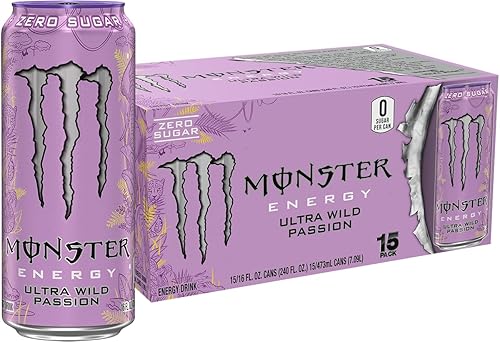 Monster Energy Ultra Wild Passion, bebida energética sin azúcar, 16 onzas (paquete de 15)