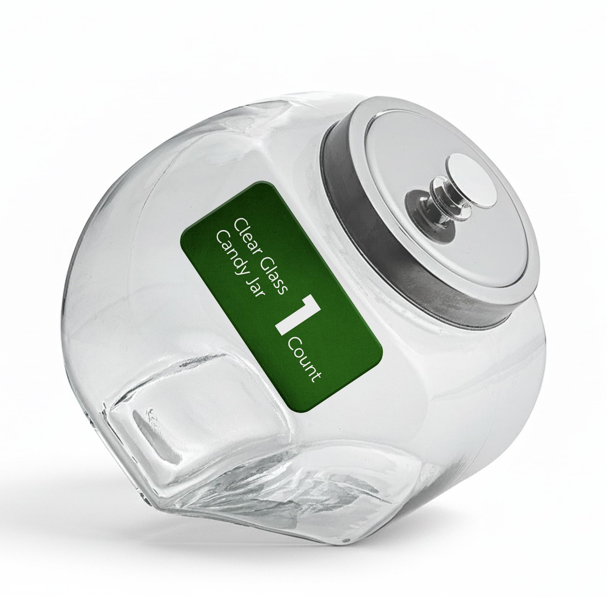 Restaurantware Vetri 1 Gallon Penny Jar 1 Durable Candy Jar - With Wide Spout Chrome Lid Clear Glass Cookie Jars For Kitchen Counter Dishwashable