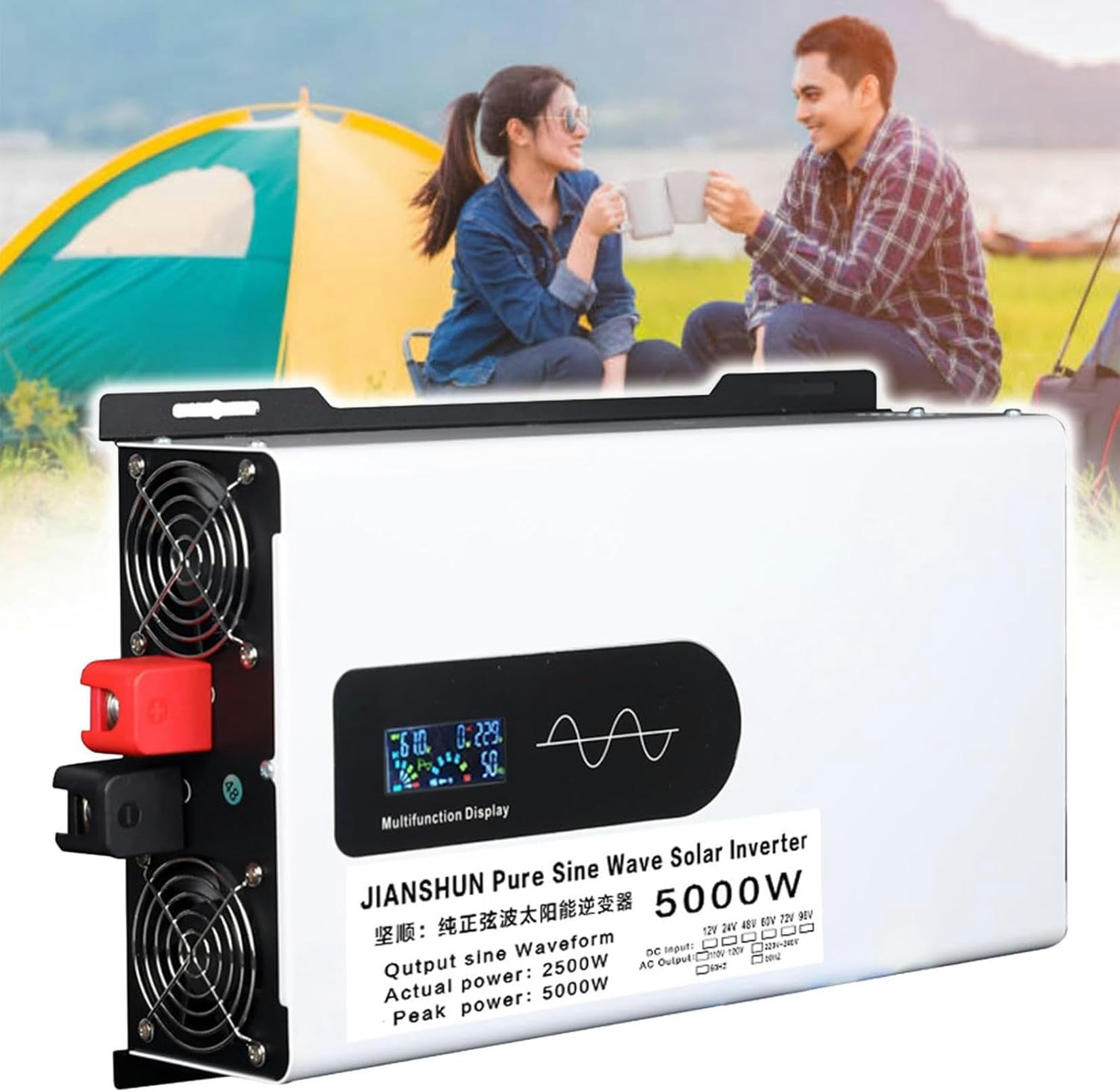 Convertisseur pure sinus 5000W haute efficacité multi-tension avec affichage LCD