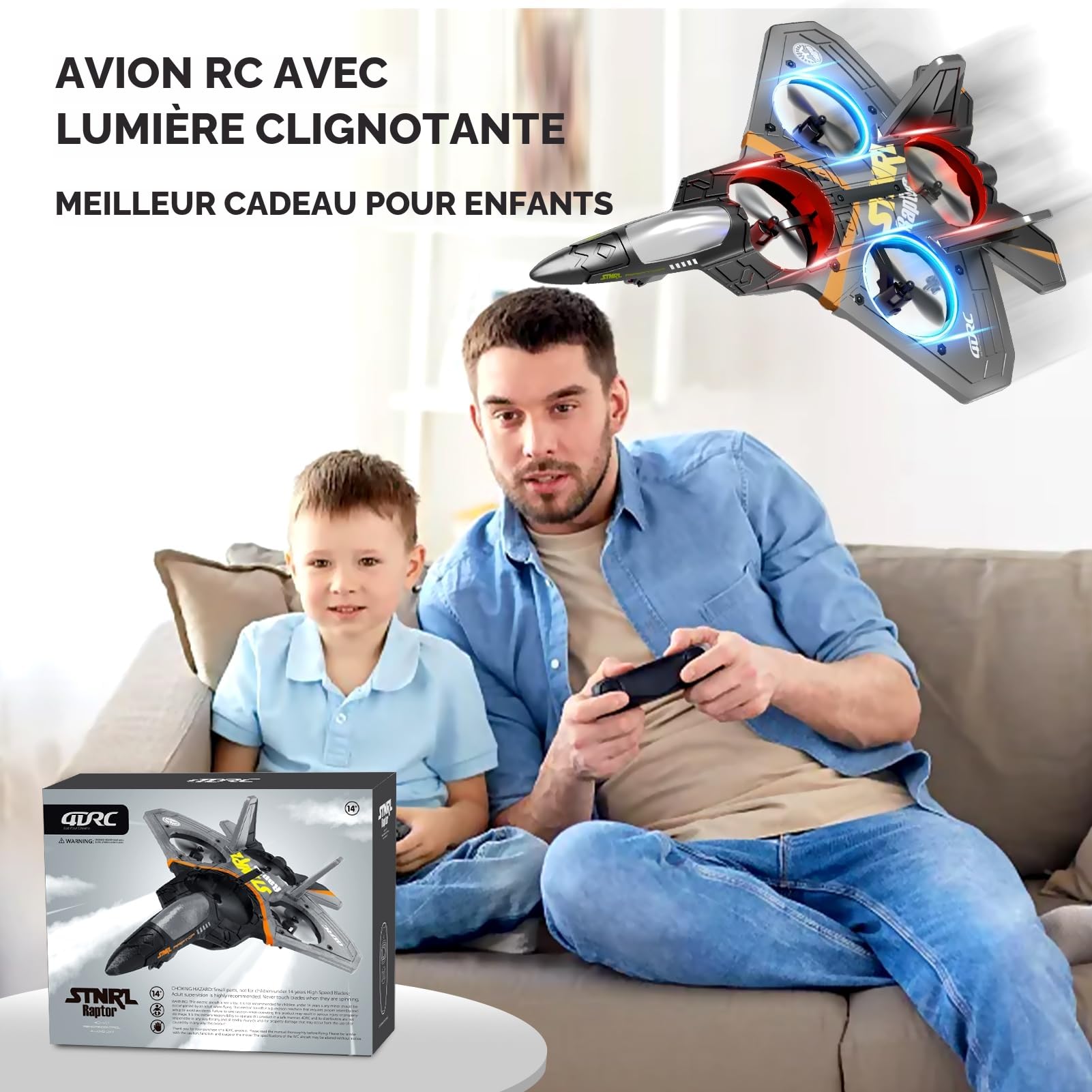 4DRC V17 Avion à Télécommande 2.4GHz en Mousse, Avion RC, Hélicoptère, Quadricoptère pour Adultes et Enfants, Drone Acrobatique avec Sensibilité Gravitationnelle, 2 Batteries Incluses