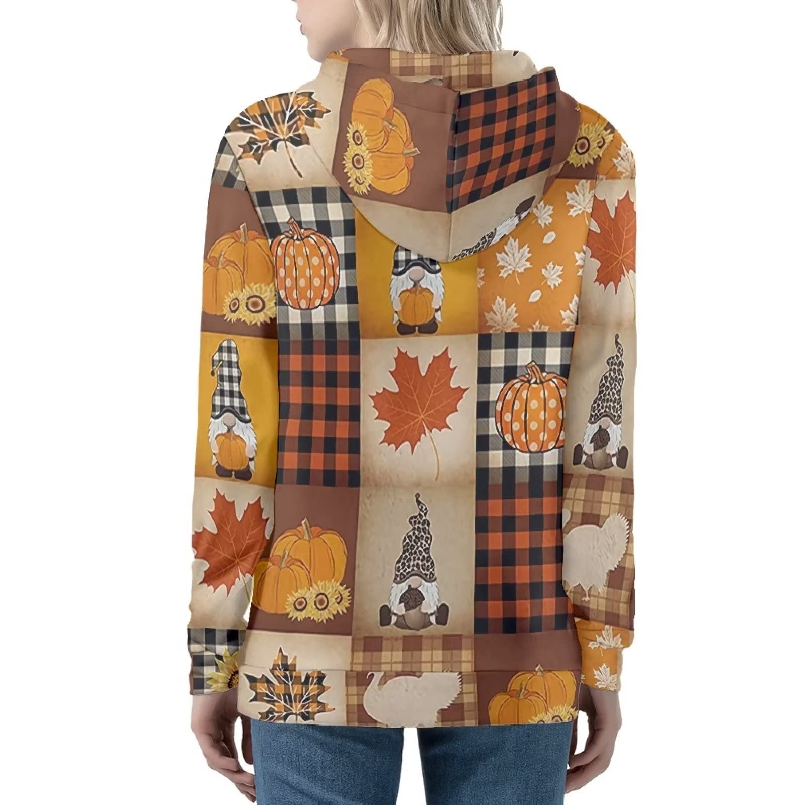 Binienty Carino Felpe con cappuccio Giacca Oversize Felpe Casual Coulisse Zip Up Felpa con cappuccio con tasca, Giorno del Ringraziamento, 5XL