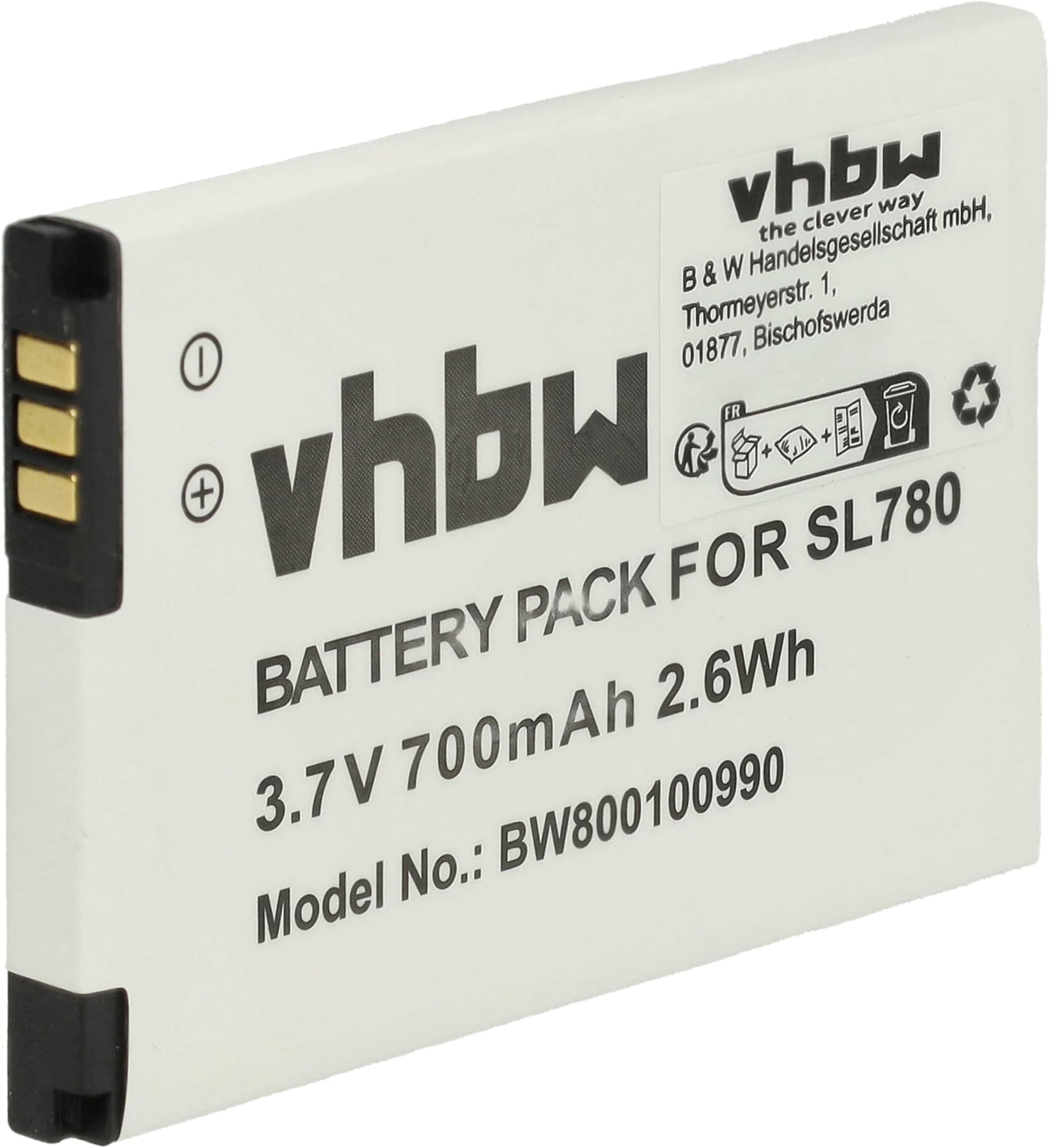 vhbw Replacement Battery compatible with Siemens Gigaset SL610H Pro, SL780, SL785, SL788, SL78H Wireless Landline Phone (700mAh, 3.7V, Li-Ion)