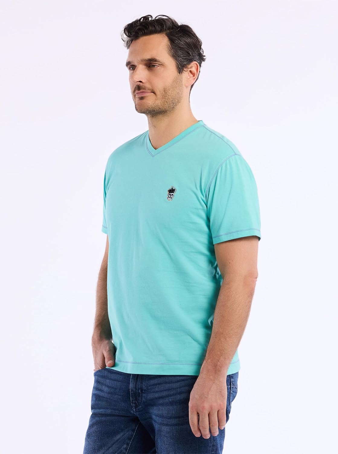 Robert Graham Men's Damien Short-Sleeve, V-Neck Top with Colorful Seams, Comfortable Fit & Richly Detailed for Wear - Image 2