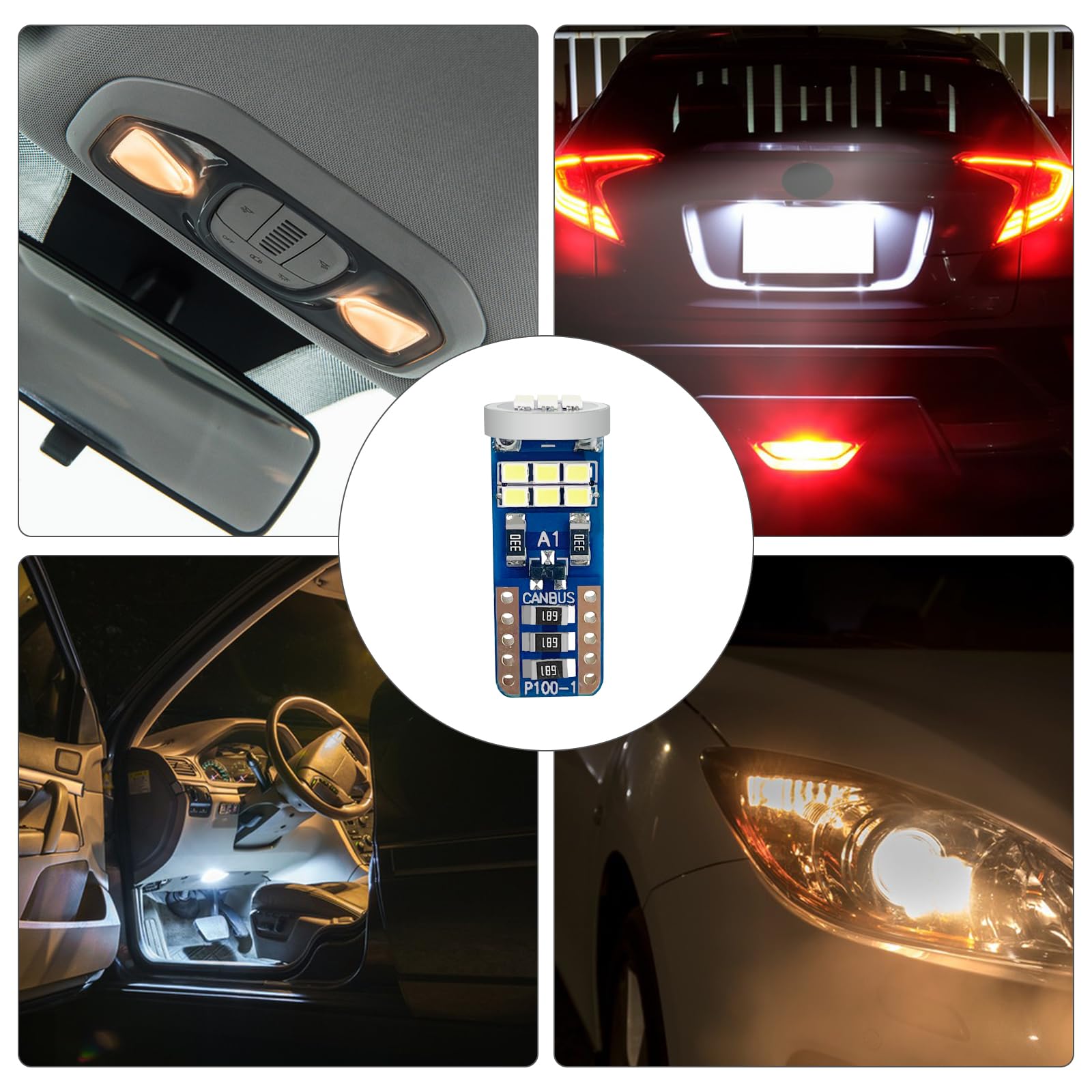 10PCS Lampadine LED T10 W5W 6500K (Bianco), Canbus Senza Errori, Alta Luminosità, Lunga Durata - Illuminazione Interna Auto, Cupola, Plafoniera Aspettar