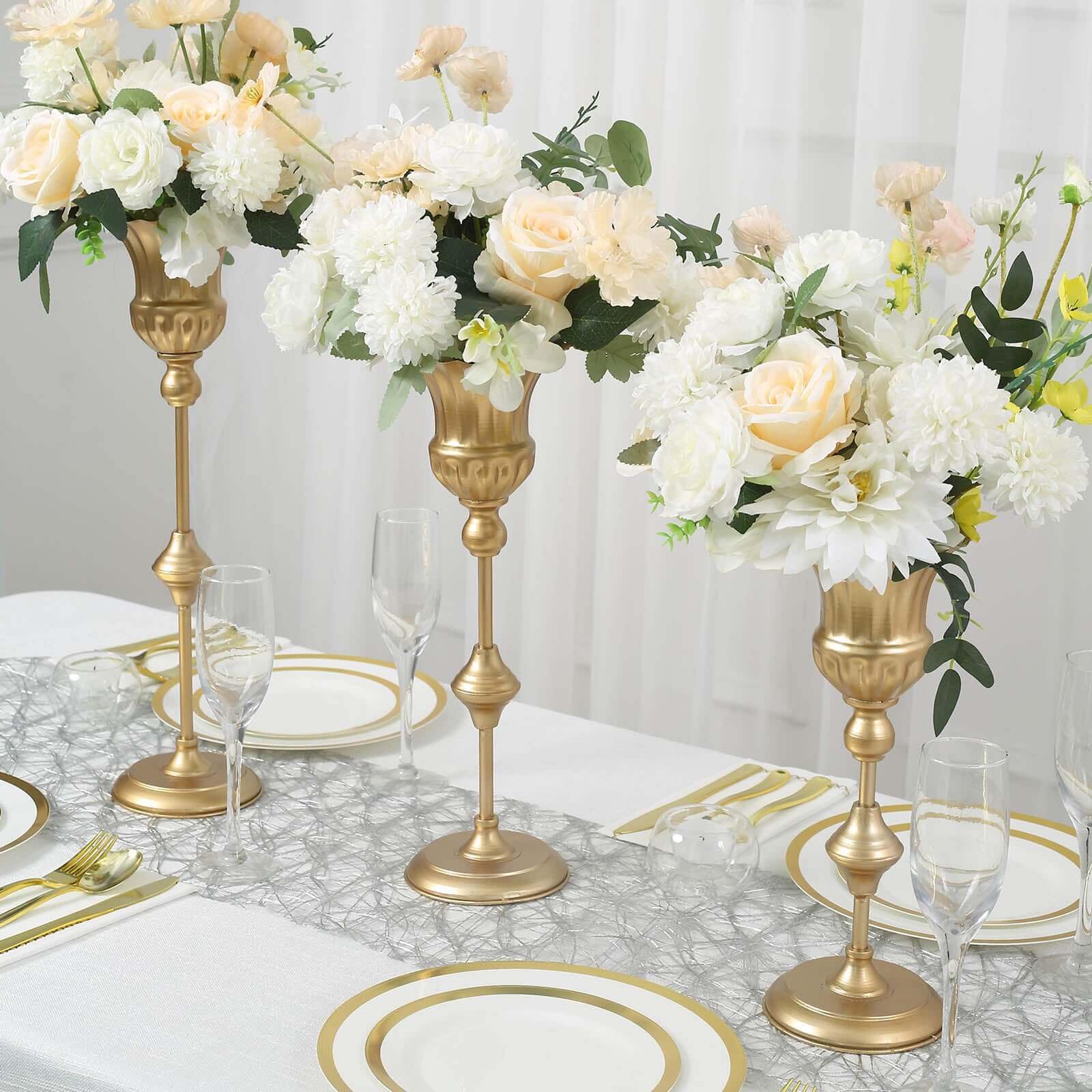 Amazon.com: Efavormart Set of 3 | Metallic Gold Trumpet Flower