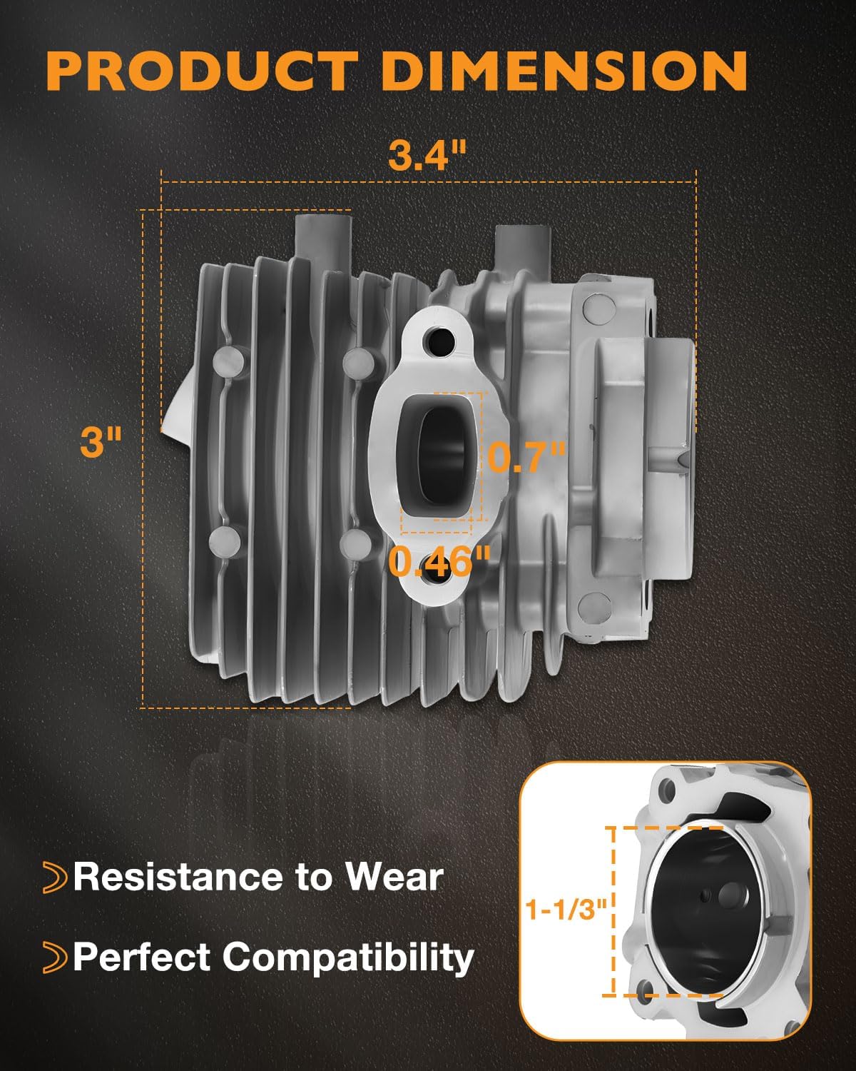 HQPASFY 4241 020 1203 Cylinder Piston Kit with Spark Plug and Gloves Compatible with Stihl BG56 BG56C BG86C BR200 SH56 SH56C SH86 SR200 Leaf Blower Replaces- 4241 020 1204