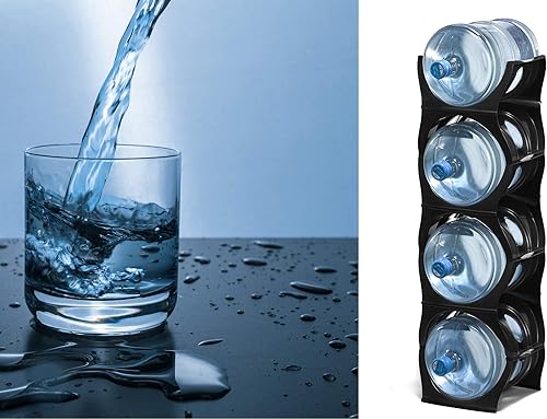 Miniatura 8 de Estante apilable para almacenamiento de botellas de agua, organizador de 5 galones, soporte para jarra de cocina, gabinete y organización de