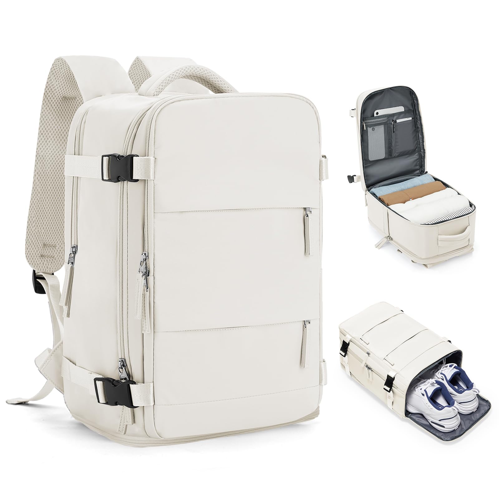 Mochila viaje cabina ryanair 40x20x25 evita recargos equipaje mano impermeable beige 7