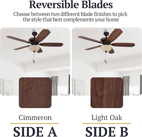 Miniatura 4 de Prominence Home Ventilador de techo LED tradicional para interiores de 52 pulgadas con luz, cadena de tracción, tres opciones de montaje, 5