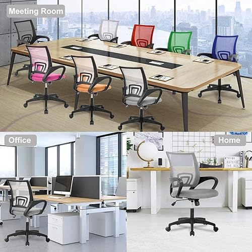 Miniatura 7 de Silla de oficina en casa silla de escritorio ergonómica de malla para computadora con soporte lumbar reposabrazos ejecutivo giratoria ajustable