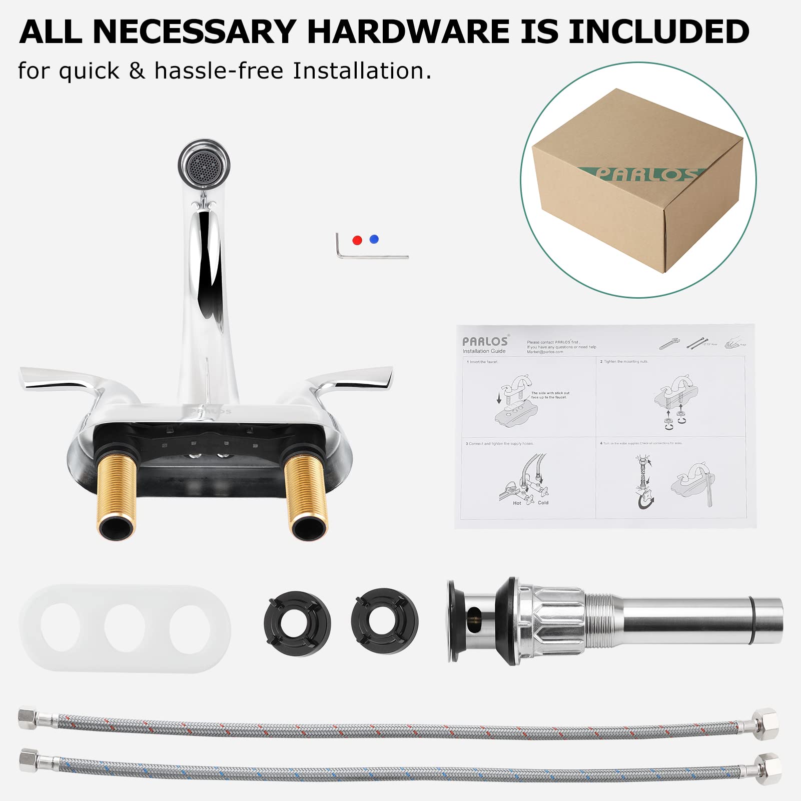 PARLOS 2-Handle Bathroom Sink Faucet with Drain Assembly and